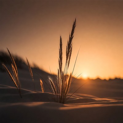 Feather Grass Silhouette at Sunset