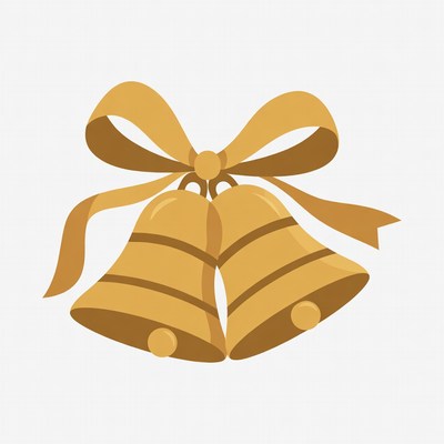 Golden bells with ribbon