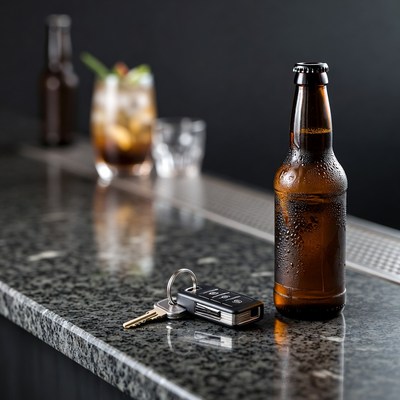 Condensation Beer Bottle with Car Keys