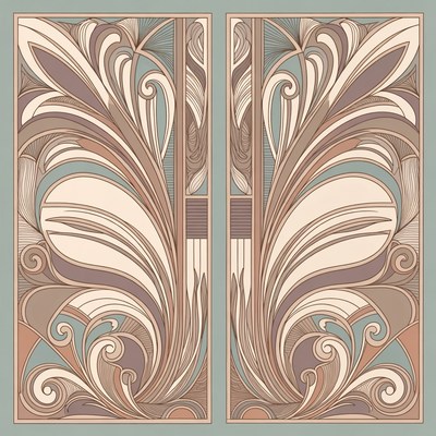 Art Nouveau Floral Panels Illustration