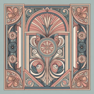 Art Nouveau Floral Arch Illustration