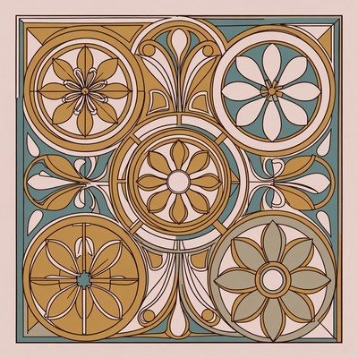 Ornate Floral Geometric Pattern Illustration