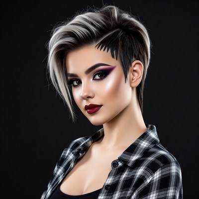 Woman with undercut silver hair
