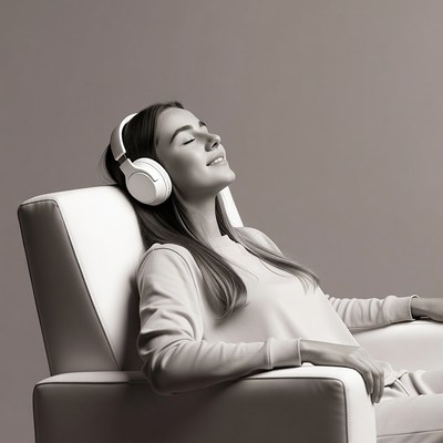 Woman listening to music with headphones
