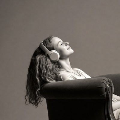 Woman listening to music with headphones