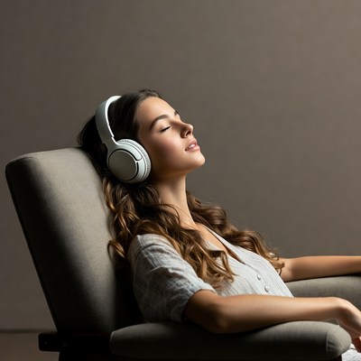 Woman listening to music with headphones