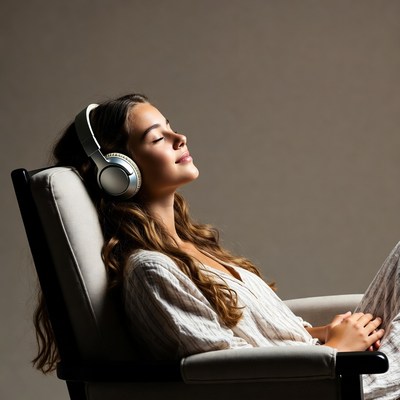 Woman listening to music with headphones