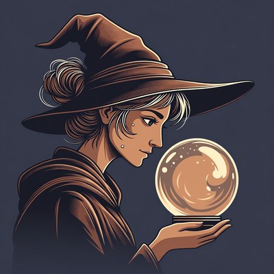 Woman gazing into crystal ball