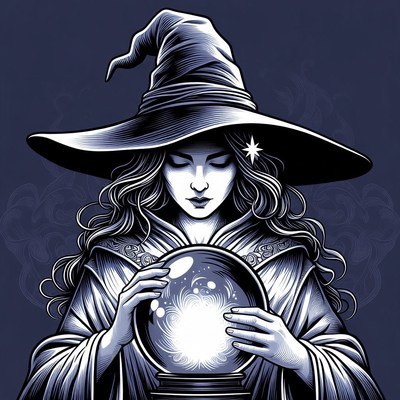 Woman holding glowing crystal ball