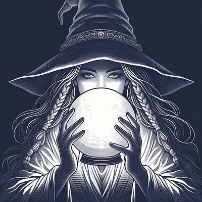 Woman gazing into crystal ball