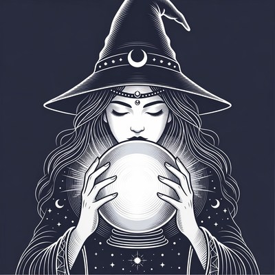 Woman holding glowing crystal ball