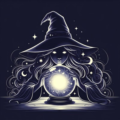 Witch holding glowing crystal ball