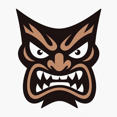 Fierce Oni Demon Mask Illustration