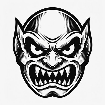 Angry Demon Face Illustration
