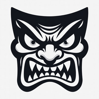 Angry Oni Demon Mask