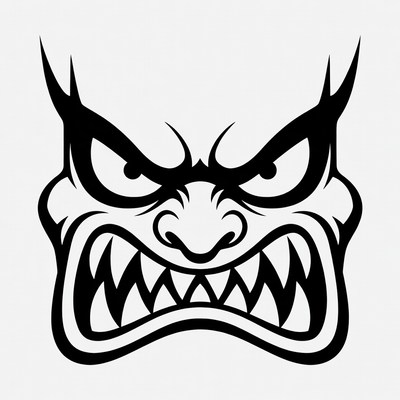 Angry Oni Demon Face