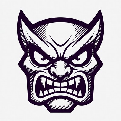 Angry Oni Demon Mask Illustration