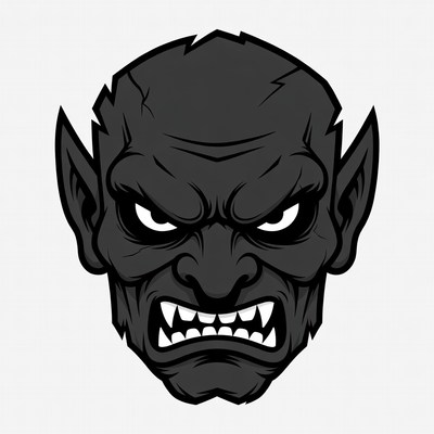 Angry Black Orc Head Illustration