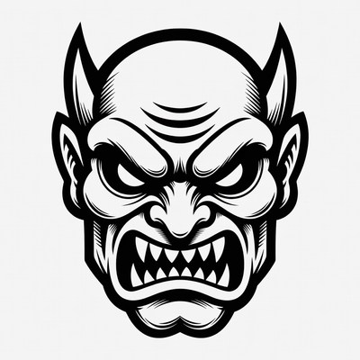 Angry Demon Face Illustration