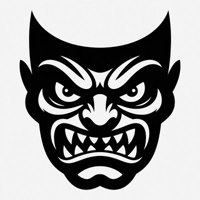 Angry Oni Demon Mask Illustration