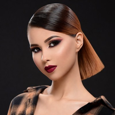 Asian woman with sleek ombre hairstyle