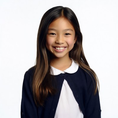 Asian girl smiling in school uniform