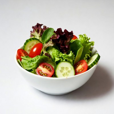 Fresh Garden Salad in White Bowl