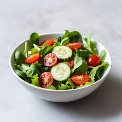 Fresh salad with tomatoes and cucumbers