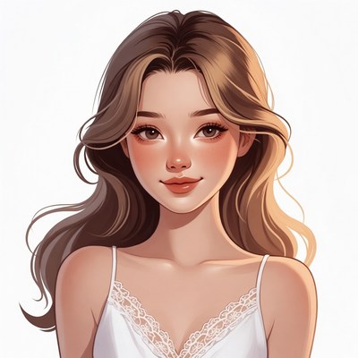 Beautiful Asian woman in white camisole