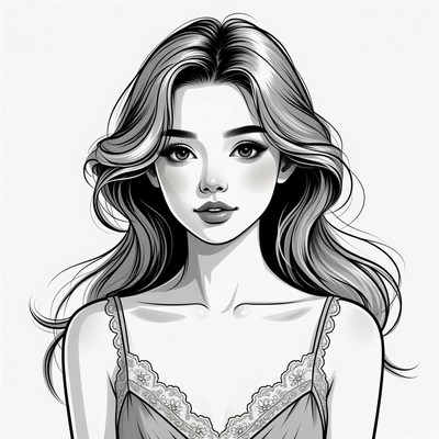 Beautiful Asian woman portrait illustration