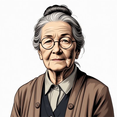 Elderly woman with glasses