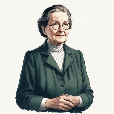 Elderly woman in green suit