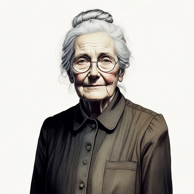 Elderly woman with glasses