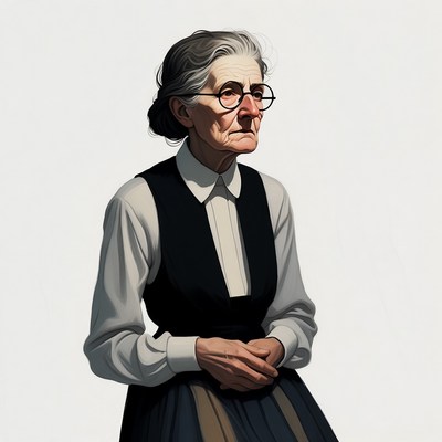 Elderly woman in vintage dress
