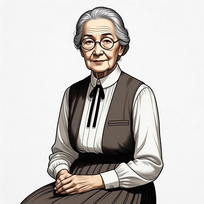 Elderly woman in vintage dress