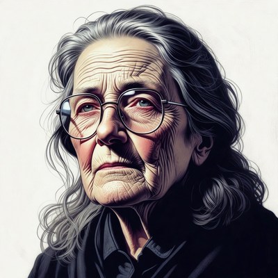 Elderly woman with glasses