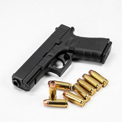 Black Glock Pistol with Bullets