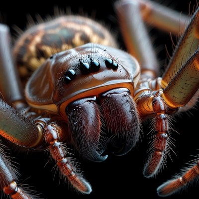 Close-up of detailed orange spider