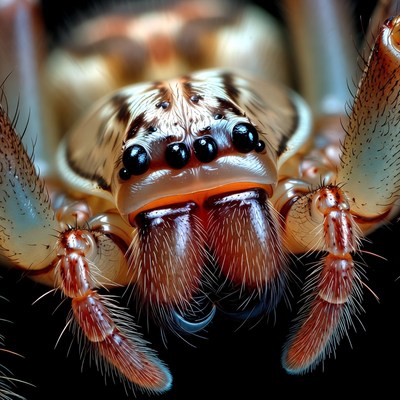 Close-up of wolf spider face