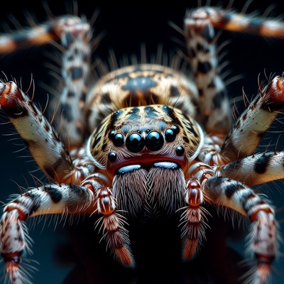 Close-up of striped wolf spider