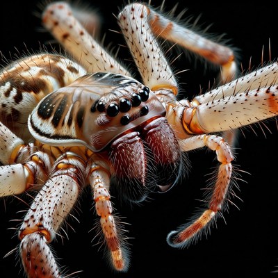 Close-up of striped wolf spider