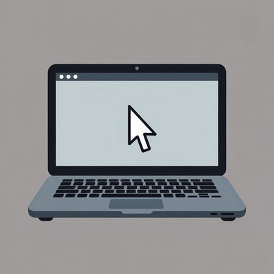 Laptop with mouse cursor