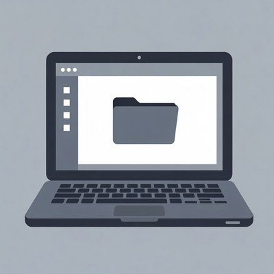 Laptop screen displaying folder