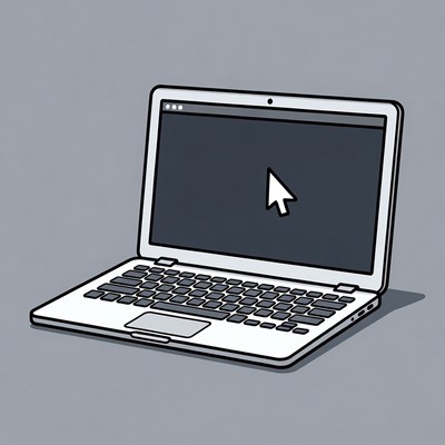 Laptop with cursor on screen