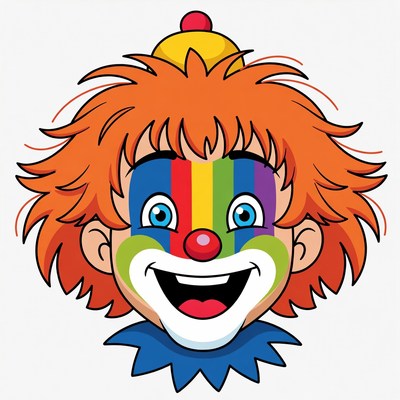 Smiling Cartoon Clown Face