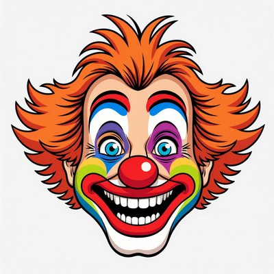 Cartoon Clown with Red Nose