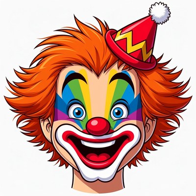 Cartoon Clown with Red Hat