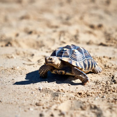 Radiated tortoise on sandy beach
