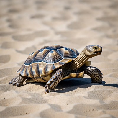 Radiated Tortoise on Sandy Beach