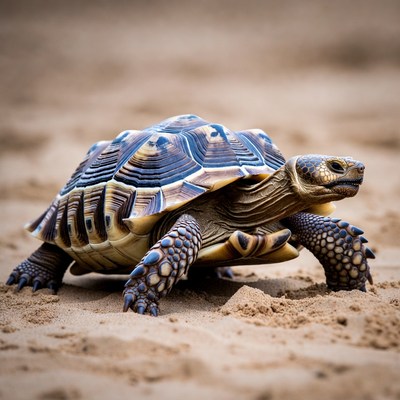Radiated tortoise on sand